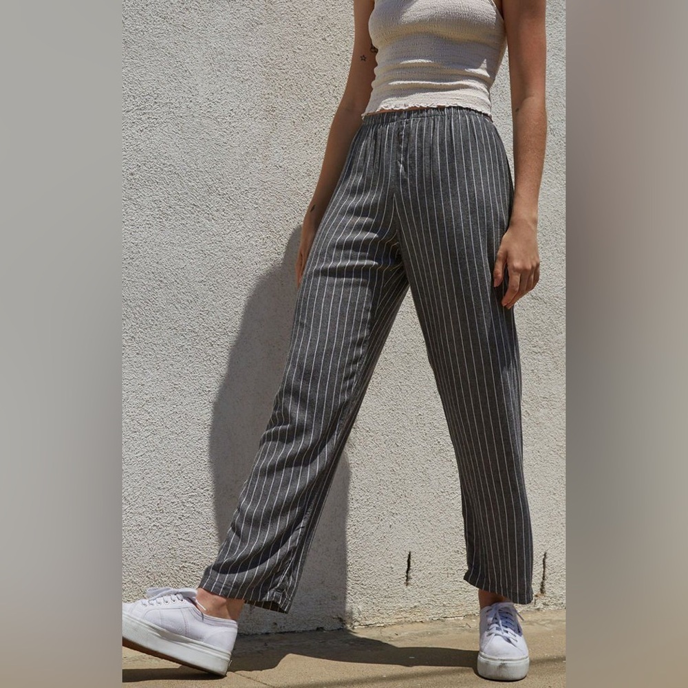 John Galt Striped Striped Grey Pants One Size